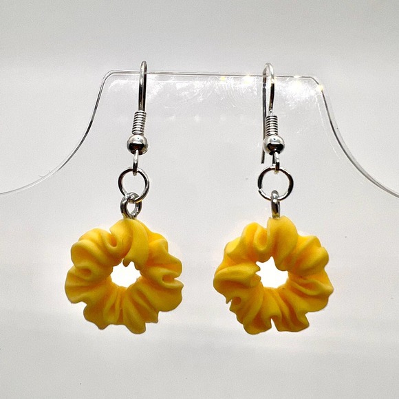 Hair Scrunchie Earrings - Pony Tail Holder Earrings - Quirky Earrings - Picture 1 of 10
